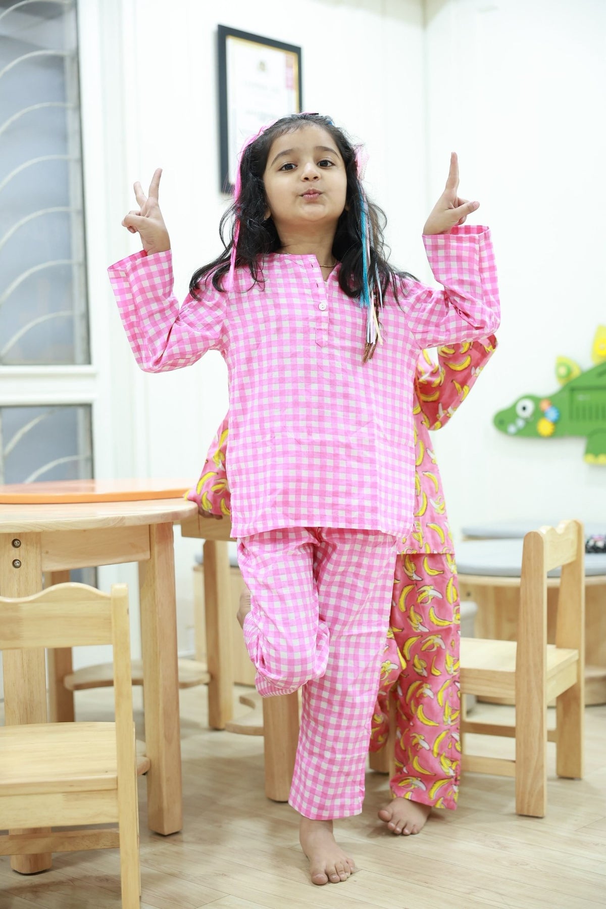 Pink Checks Print Loungewear Set - Little Ivory Store