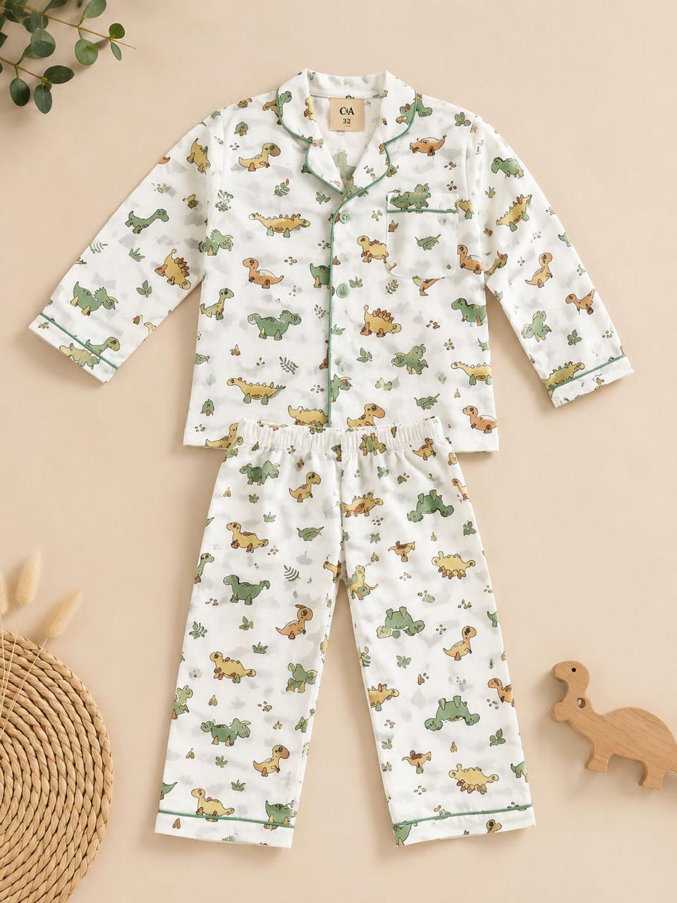 Dinosaur Print Night Suit - Little Ivory Store