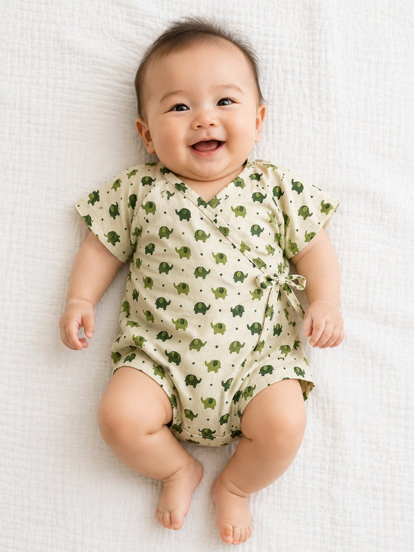 Elephant Print Cotton Rompers - Little Ivory Store