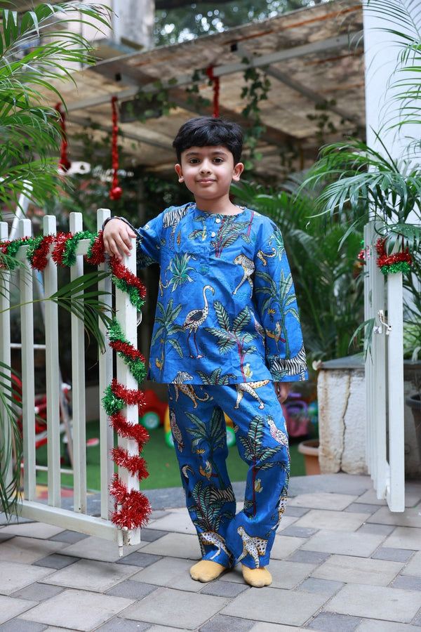 Jungle Print- Blue Loungewear Set - Little Ivory Store