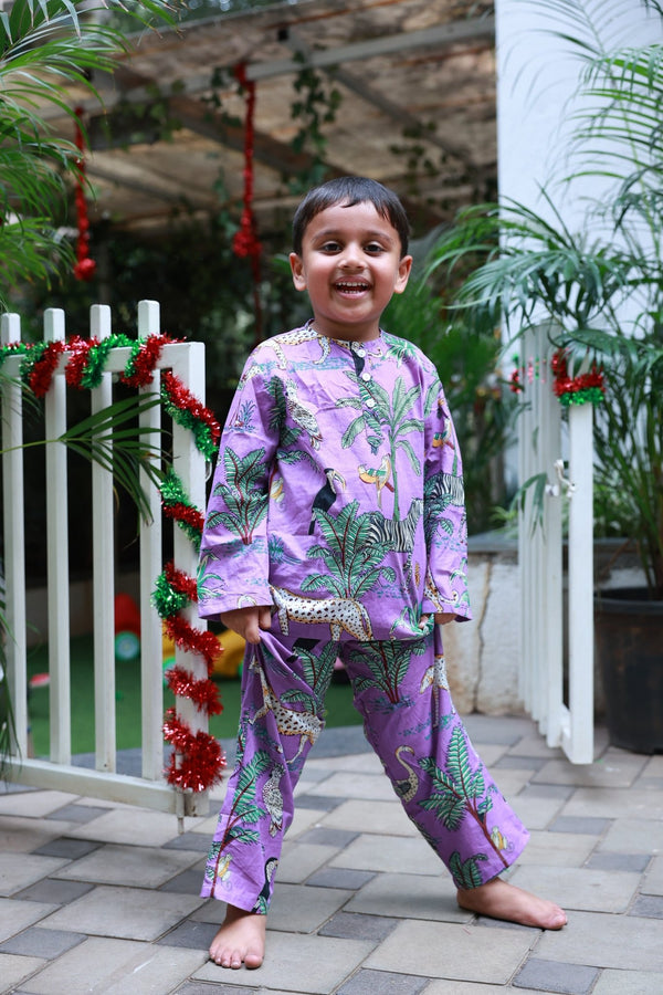 Jungle Print Purple Loungewear Set - Little Ivory Store
