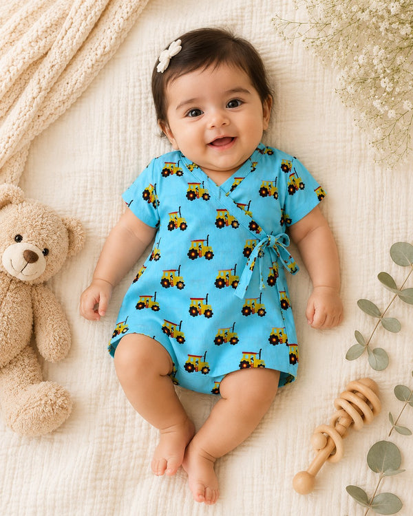 Tractor Print Cotton Rompers - Little Ivory Store